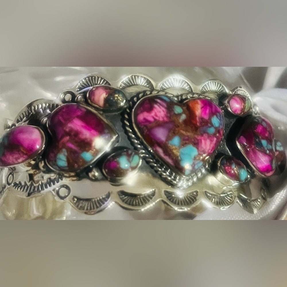 Santa Fe Style Mojave Purple Turquoise Cuff Bracelet 85 ctw in Sterling Silver